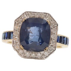 Ceylon Saphir & Diamanten in 14ct Gelbgold Ring