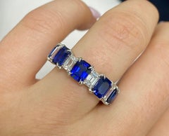 Ceylon Sapphire Emerald-Cut Eternity Band 6.84 Cts