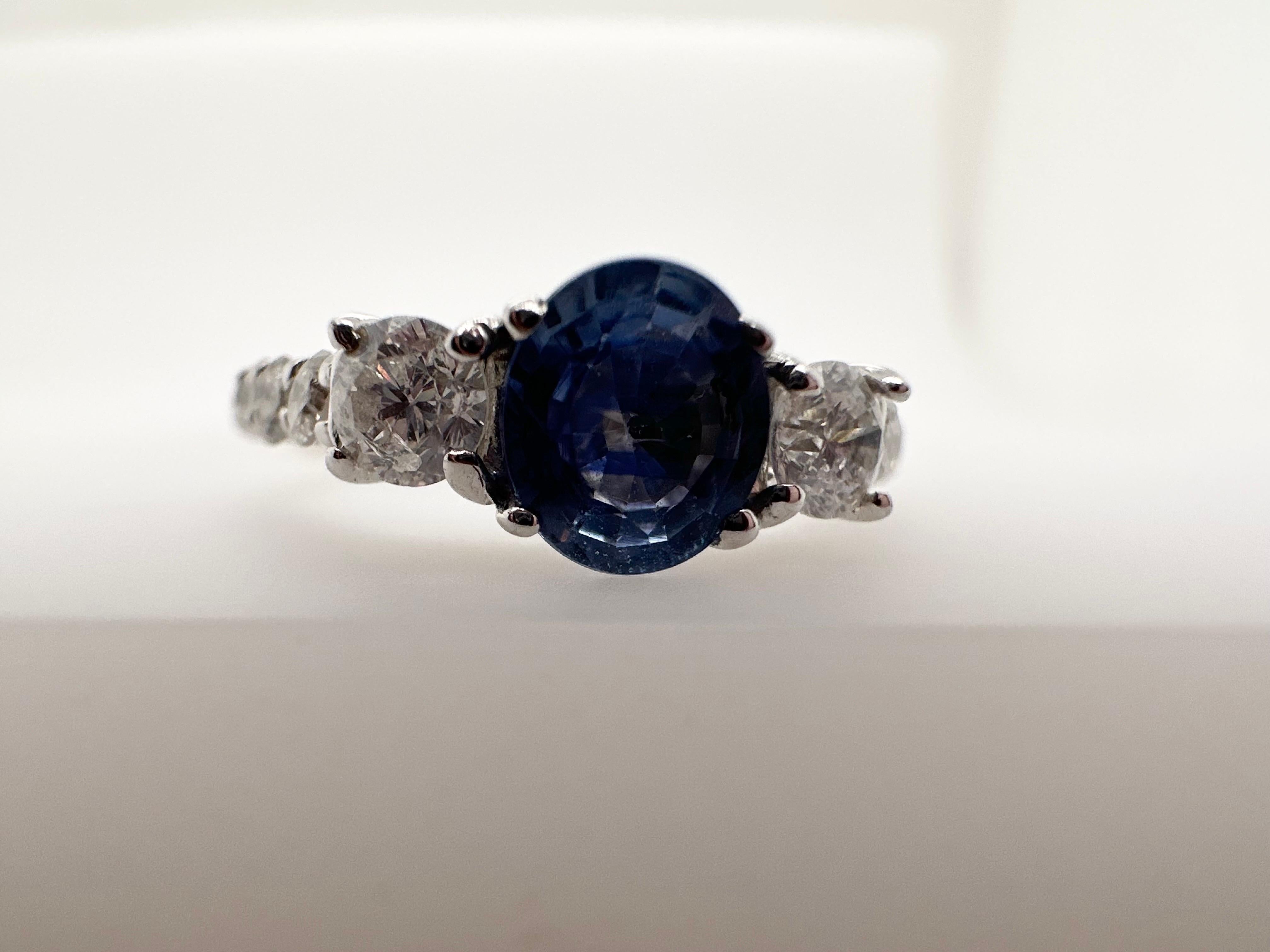 Ceylon sapphire engagement ring in 14KT white gold, stunning style called floating diamonds, the ring seems to show off the stones and minimize the appearance of gold which creates an illusion of floating gems and diamonds.

Metal Type: