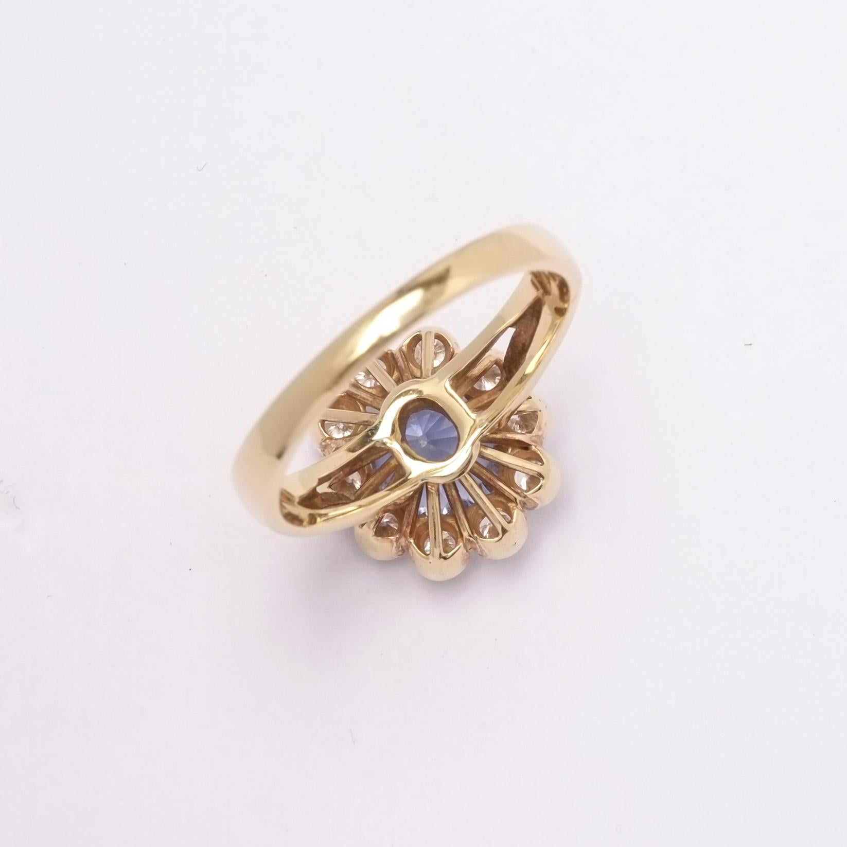 Oval Cut Ceylon Sapphire Flower Ring