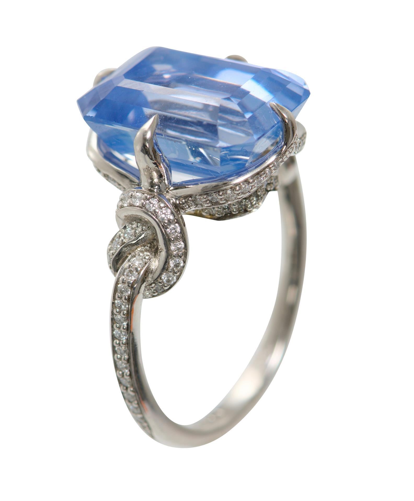 For Sale:  6ct Ceylon Sapphire Forget Me Knot Diamond Ring 6