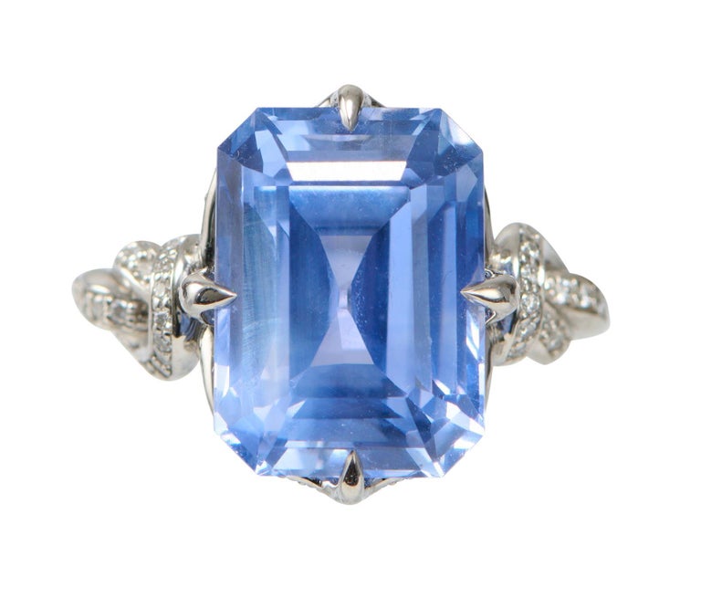 For Sale: undefined 6ct Ceylon Sapphire Forget Me Knot Diamond Ring 6