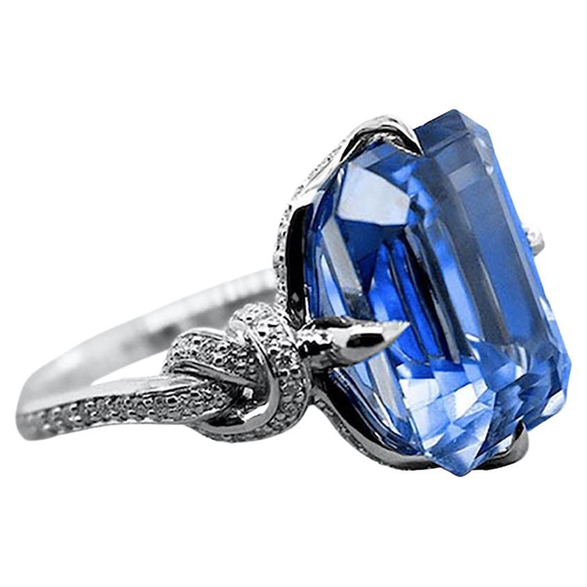 6ct Ceylon Sapphire Forget Me Knot Diamond Ring