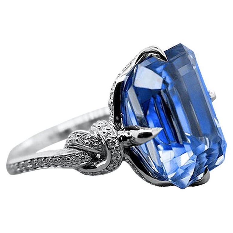 For Sale: undefined 6ct Ceylon Sapphire Forget Me Knot Diamond Ring