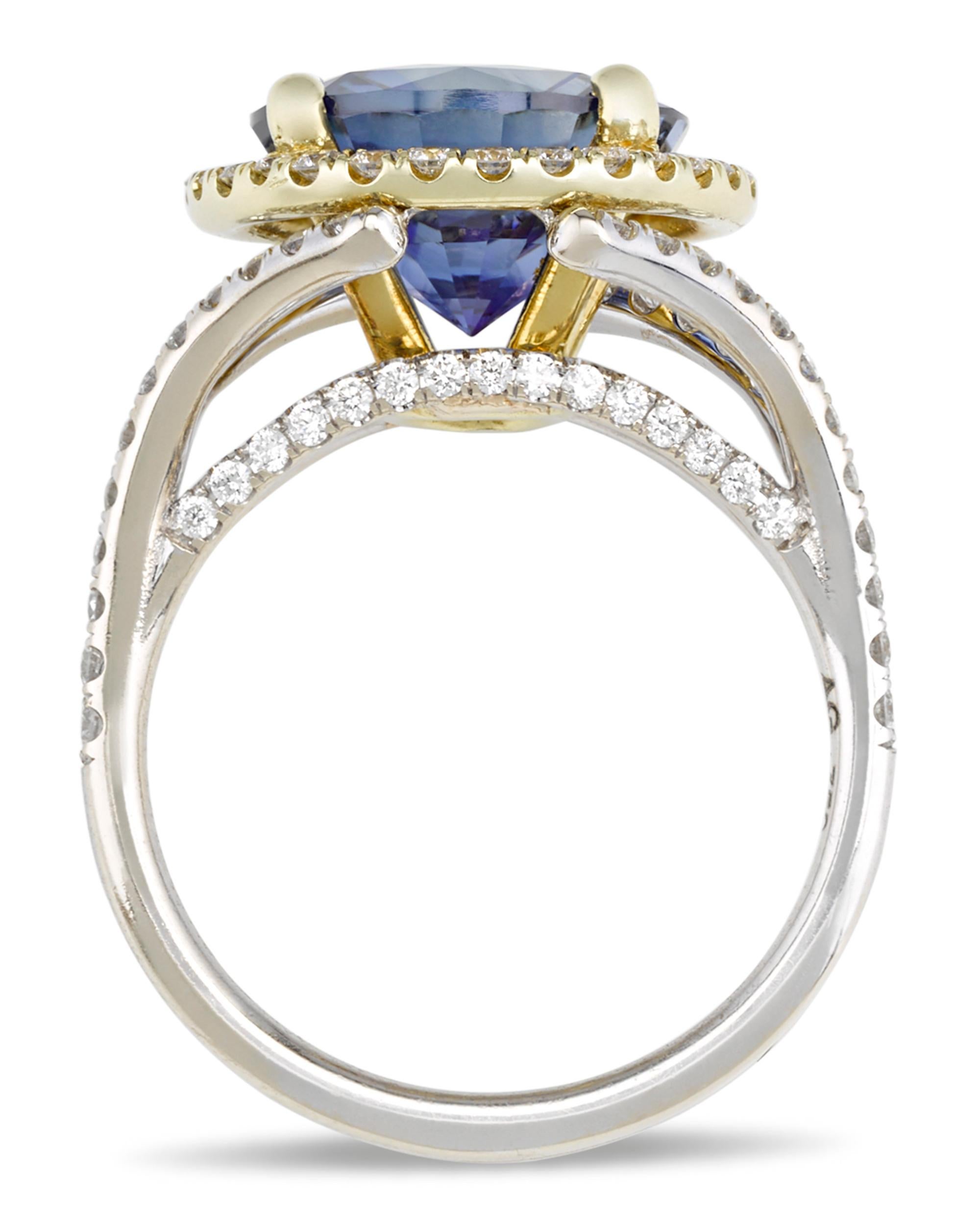 Modern Ceylon Sapphire Ring, 5.65 Carat