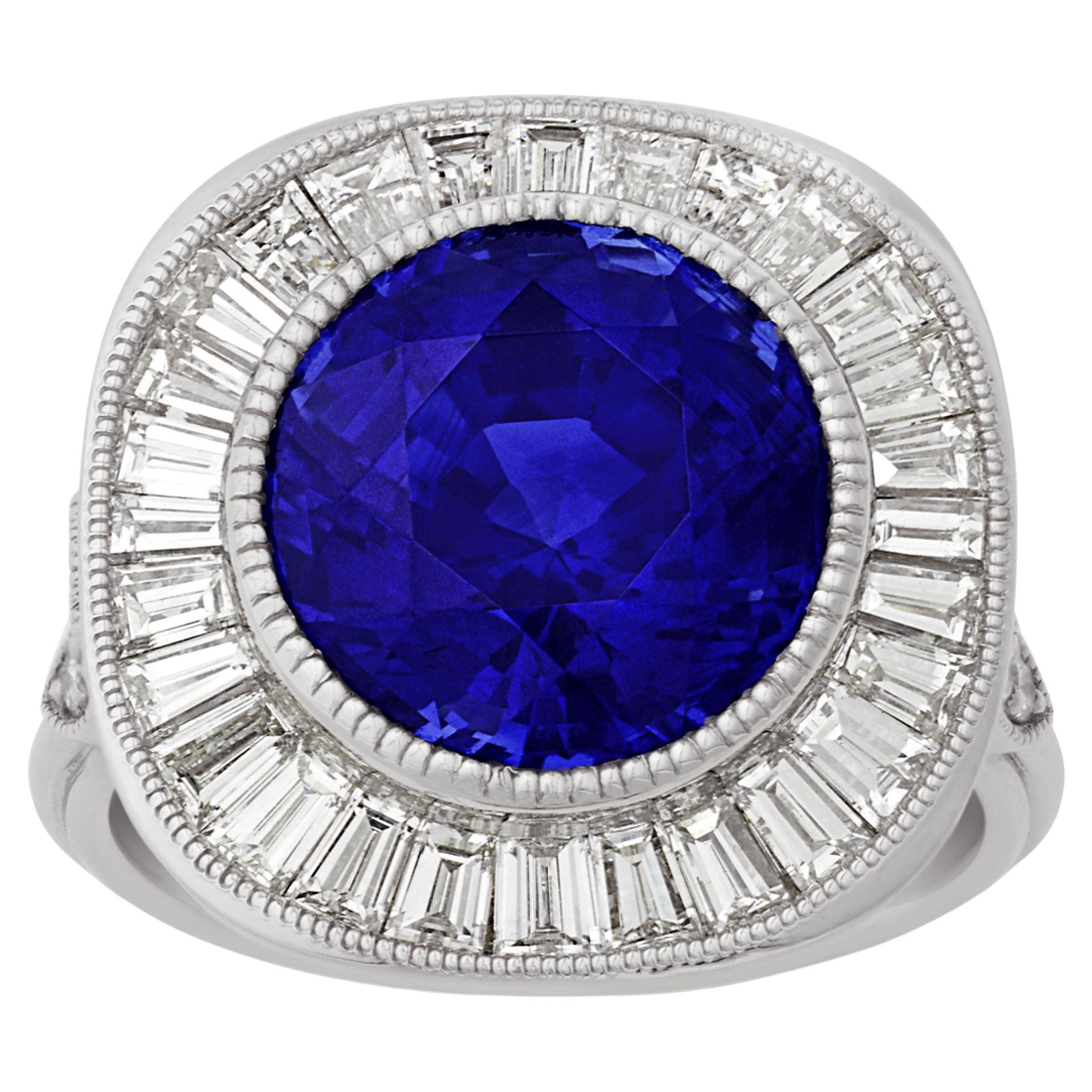 Ceylon Sapphire Ring, 7.10 Carats For Sale
