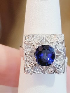 Ceylon Sapphire Ring With Diamonds