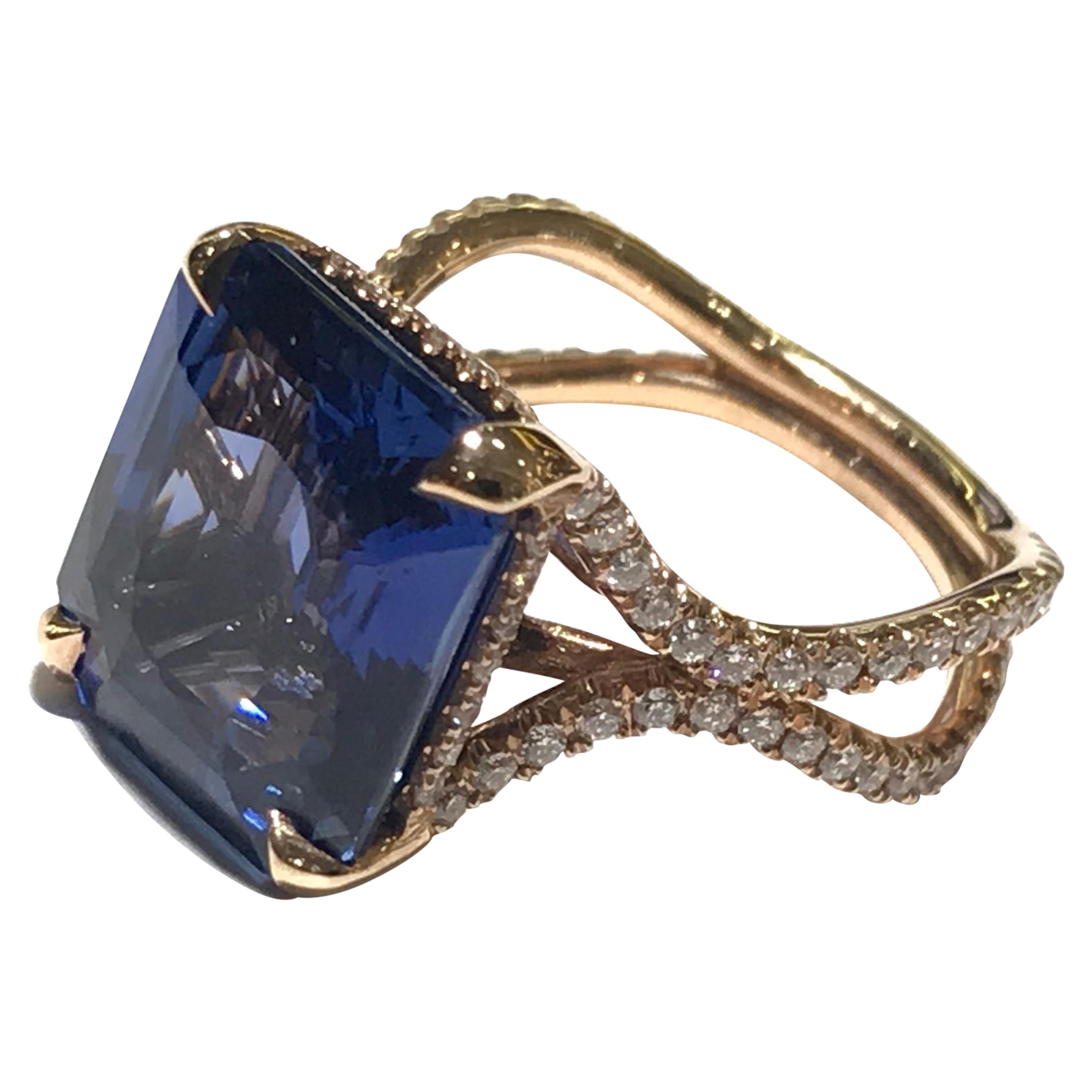 Ceylon Sapphire Ring with Diamonds For Sale