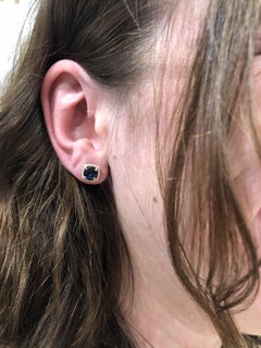 Ceylon Sapphire Stud Earrings with Earth Mined Diamonds: Solid 14K Gold, 6mm