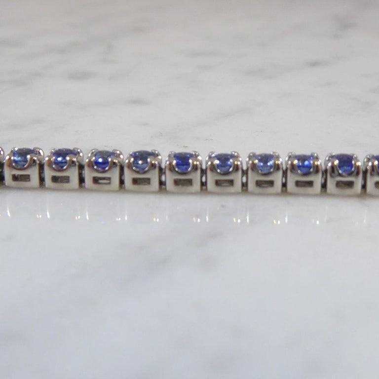 Ceylon Sapphire Tennis or Line Bracelet with Diamond Set Clasp, White Gold 1