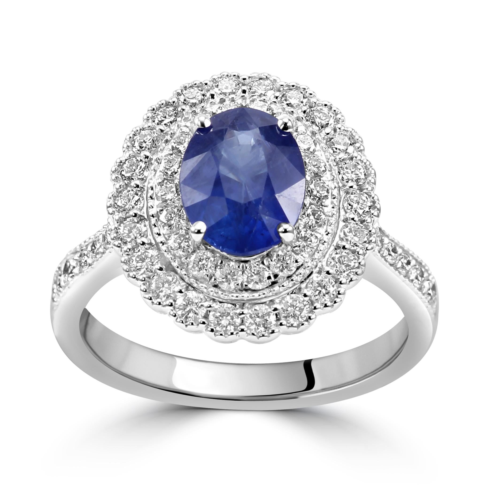
Step into a world of timeless elegance with our fashion bridal ring, a breathtaking symbol of everlasting love and sophistication. 

At the ring's heart lies a mesmerizing Ceylon Sapphire, boasting a captivating deep blue hue and weighing 1.83