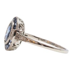 Bague en platine avec saphirs de Ceylan et diamants