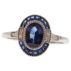 Bague en platine avec saphirs de Ceylan et diamants