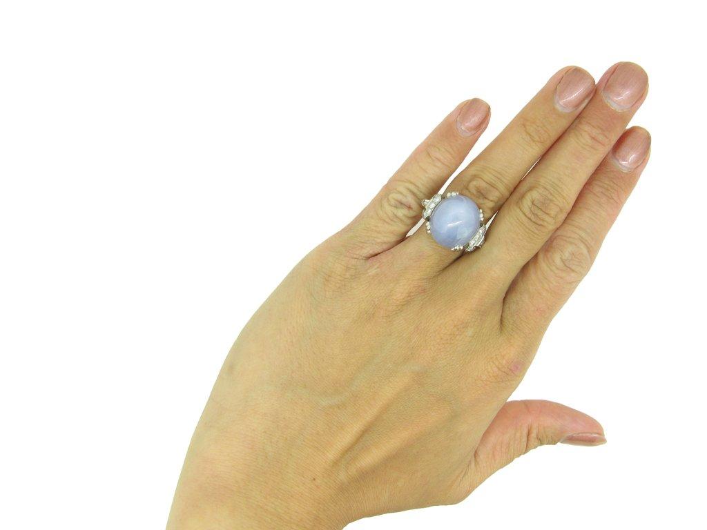Bague Étoile de Ceylan en saphir et diamant de J. Milhening. Inc, Américain, vers 1950 Unisexe en vente