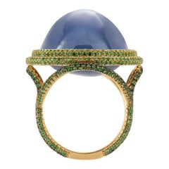 Neil Lane Couture Ceylon Star Sapphire, Tsavorite Garnet, 18K Yellow Gold Ring