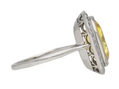 Ceylon Yellow Sapphire and Diamond Coronet Cluster Ring, circa 1920