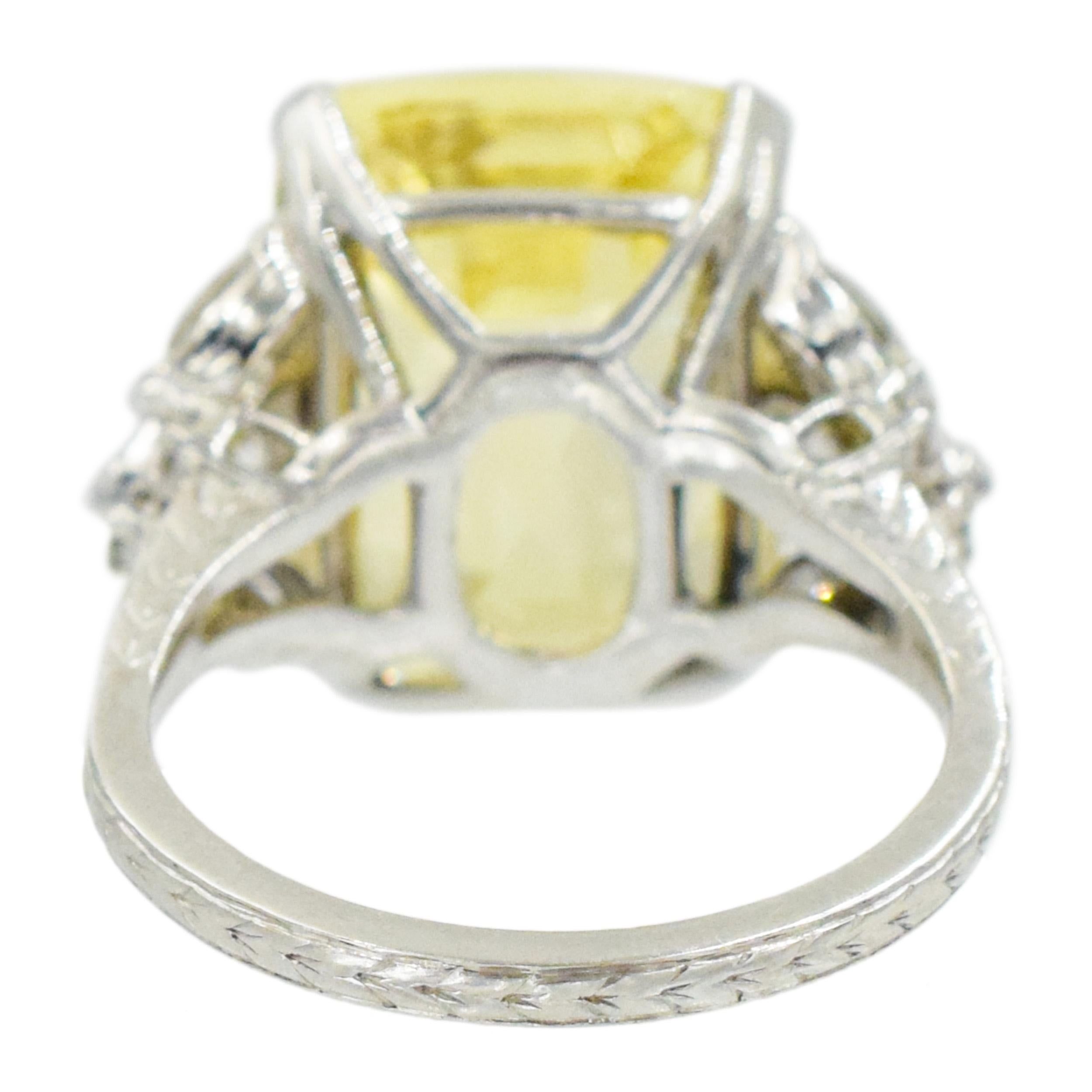 Women's Ceylon Yellow Sapphire GIA certified No Heat  and Diamond Ring For Sale