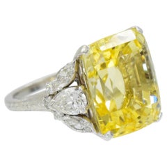 Ceylon Gelber Saphir GIA zertifiziert ohne Hitze  und Diamantring