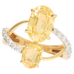YELLOW SAPPHIRES 
Diamonds Ring - Natural Unheated Sapphires with Certif
