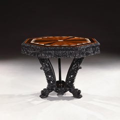Ceylonese 19th Century Ebony and Specimen Wood Centre Table Galle District