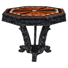 Ceylonese 19th Century Ebony and Specimen Wood Centre Table Galle District