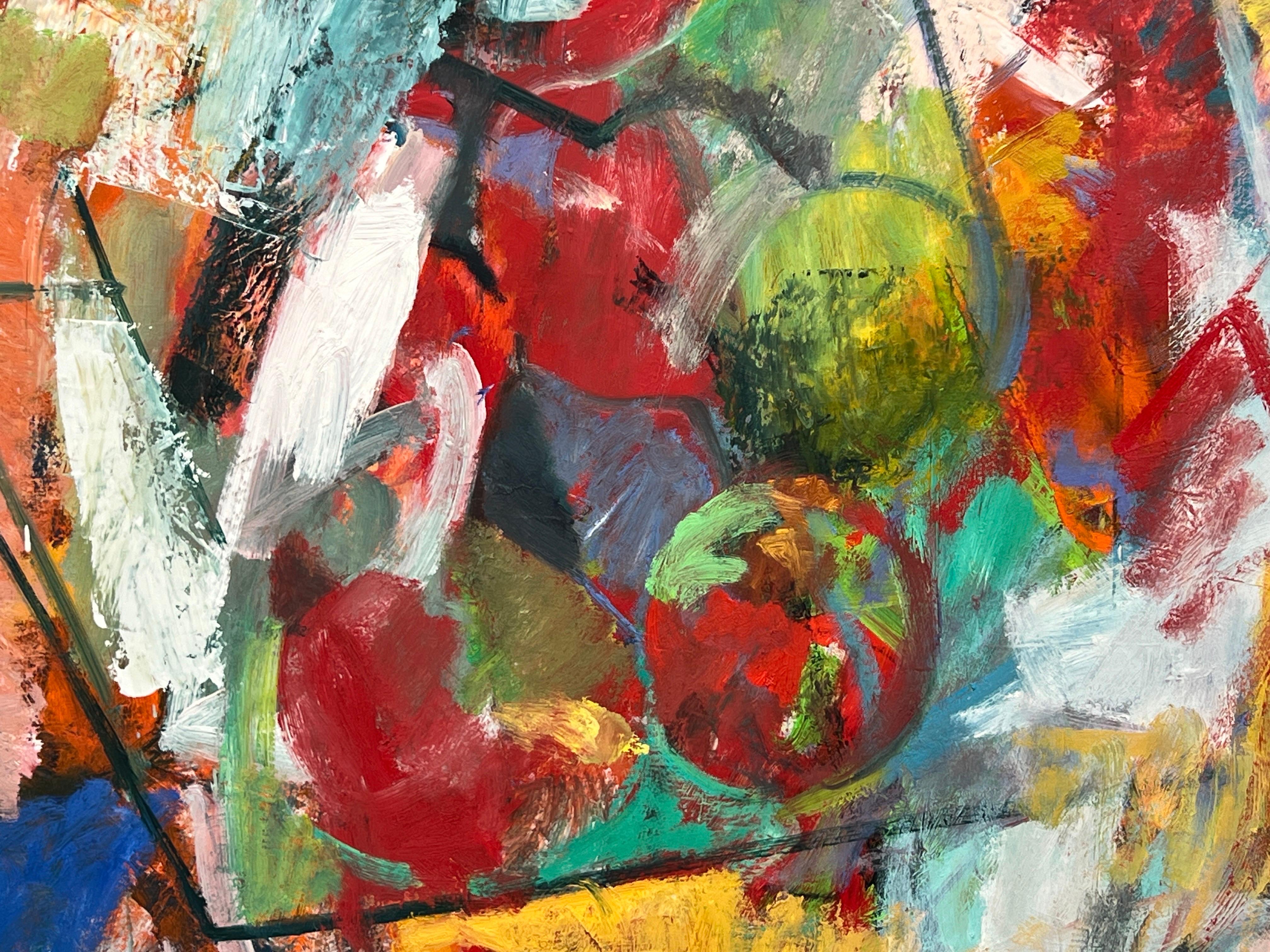 Toile La pomme de Cézanne, peinture expressionniste abstraite de Paul Russotto  en vente