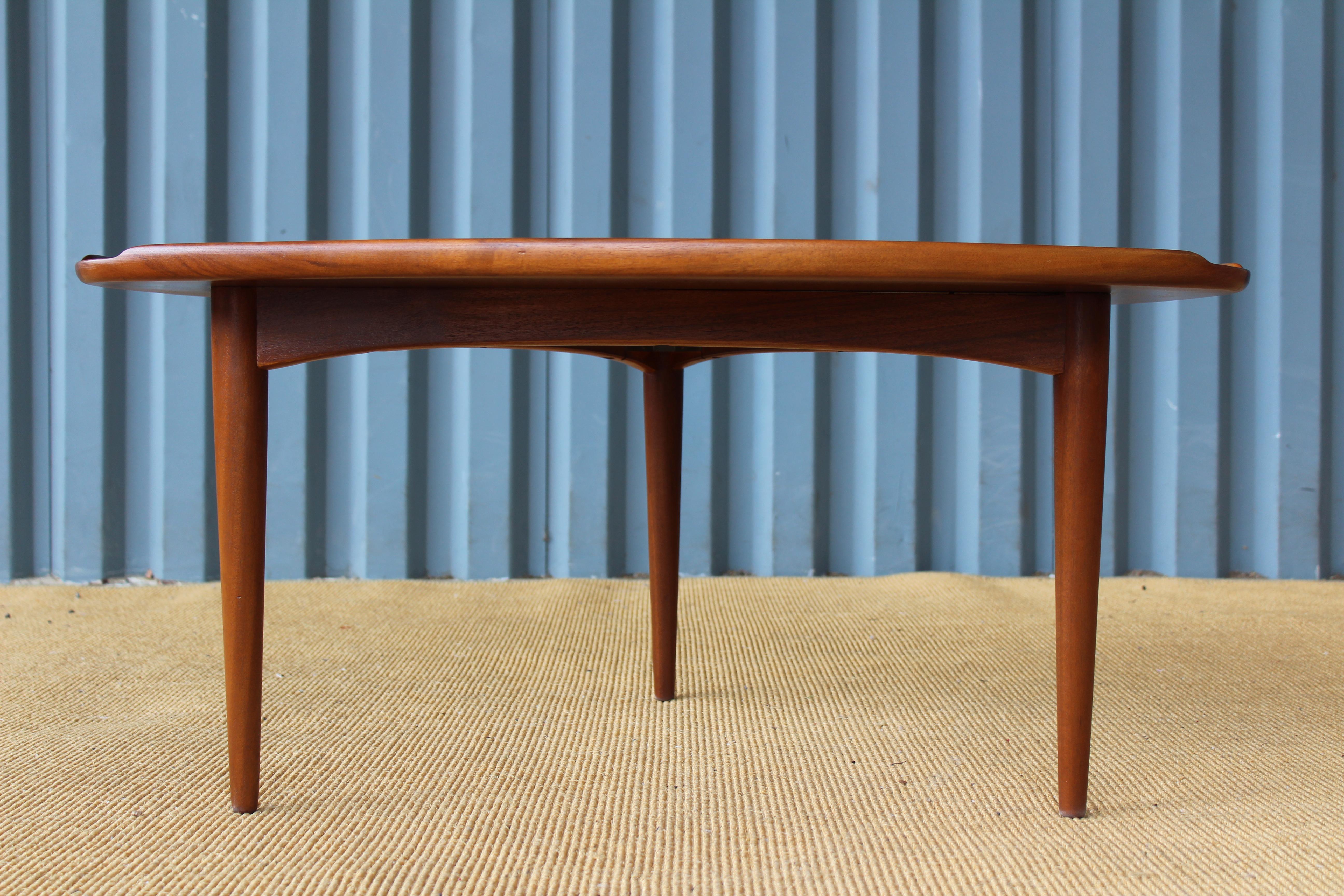 CF Christensen Silkeborg coffee table with a walnut lipped edge. Denmark, 1960s.