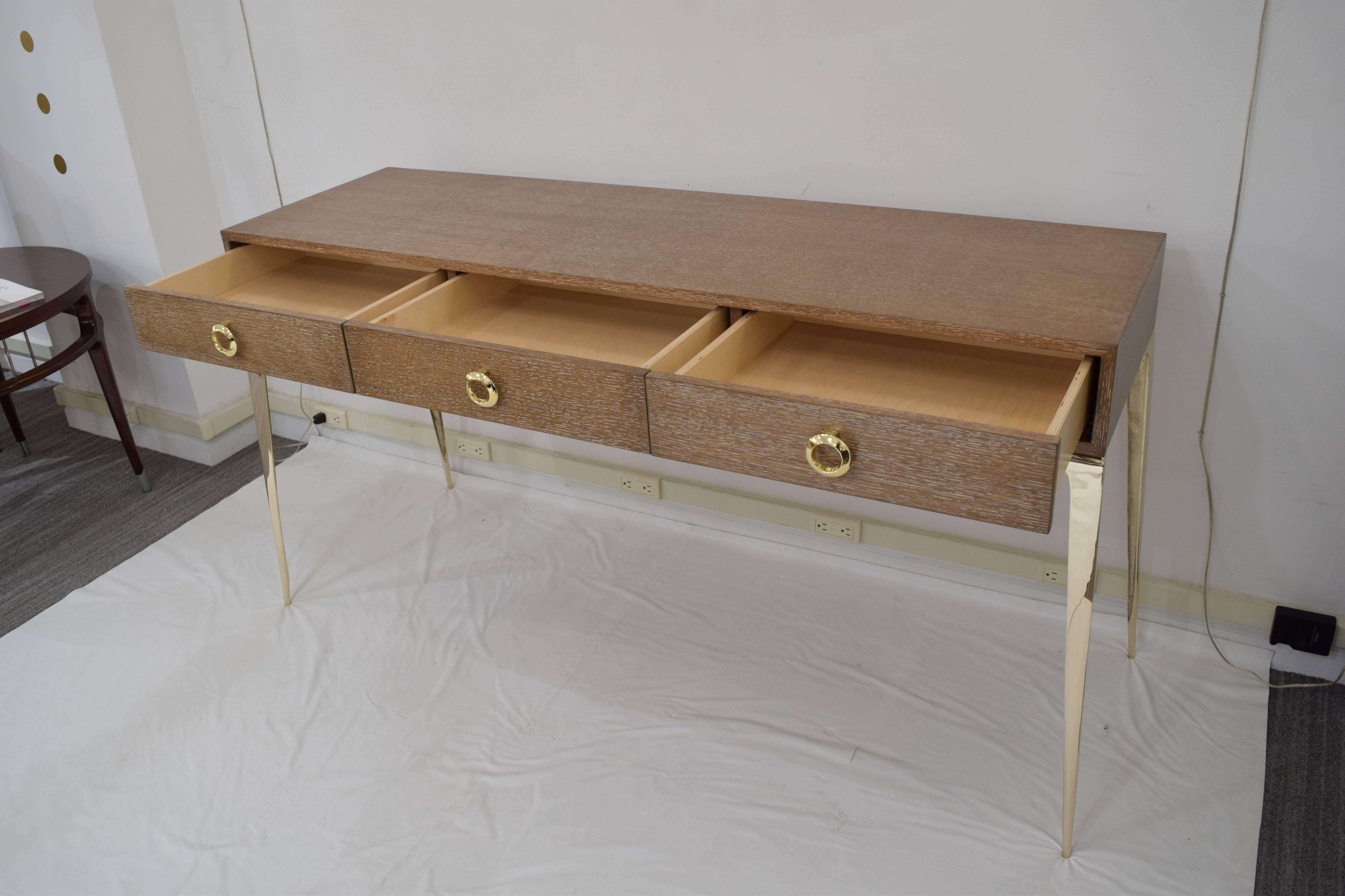 Oak CF MODERN Custom Stiletto Three Drawer Console  For Sale