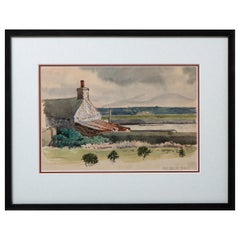 Vintage C.F. Tunnicliffe watercolour “Beach Cottage from Shorelands”, England circa 1960