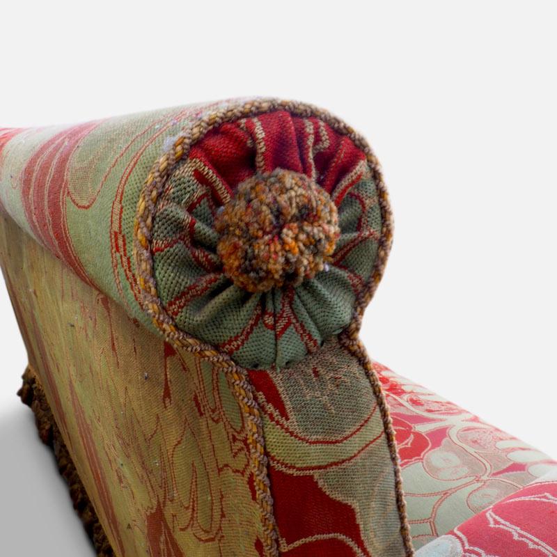 C.F.A. Voysey (1857-1941) Arts & Crafts upholstered sofa, circa 1900

A magnificent and extremely rare sofa covered in original ‘The Owl’ woollen fabric designed by renowned arts and crafts architect and designer C. F. A. Voysey, manufactured by