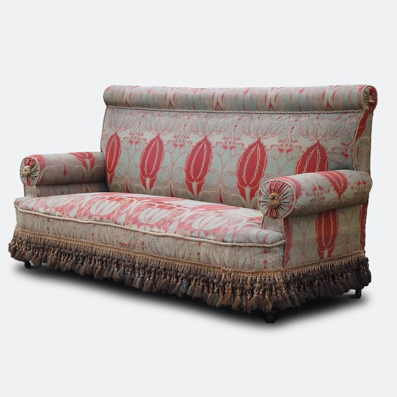 C.F.A. Voysey Arts & Crafts Upholstered Sofa, circa 1900 In Distressed Condition In London, GB
