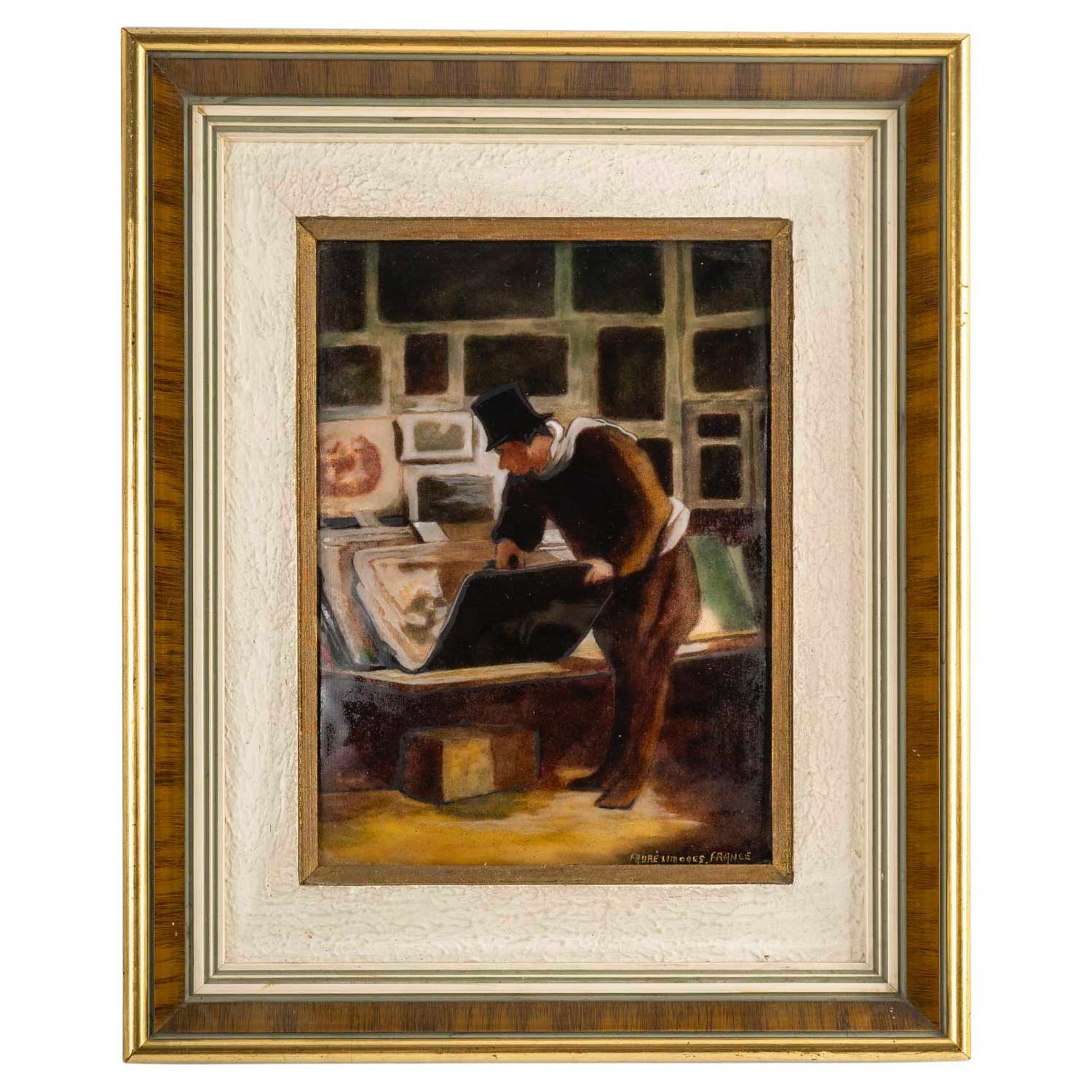 C.Fauré Limoges " L'Amateur d'Estampe " Según Honoré Daumier (1808-1879) en venta