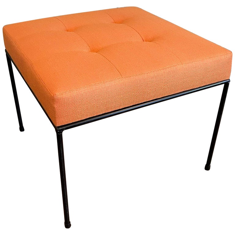 cFsignature Minimal Upholstered Wrought Iron Ottoman For Sale at 1stDibs