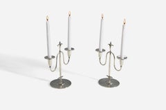 C.G. Hallberg, Candlesticks, Sterling Silver, Sweden, 1930s