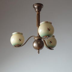 C.G. Hallberg Enameled Glass Chandelier, 1930s