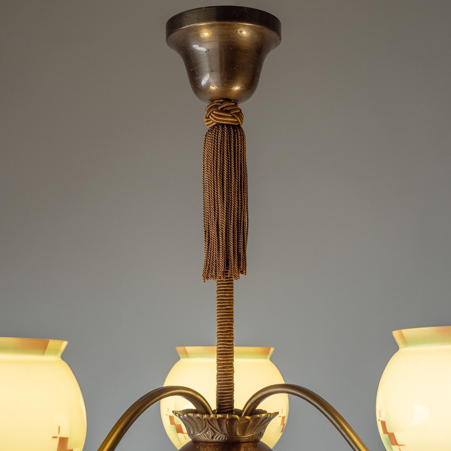 Suédois A.I.C. Lustre en verre émaillé Hallberg, années 1930 en vente