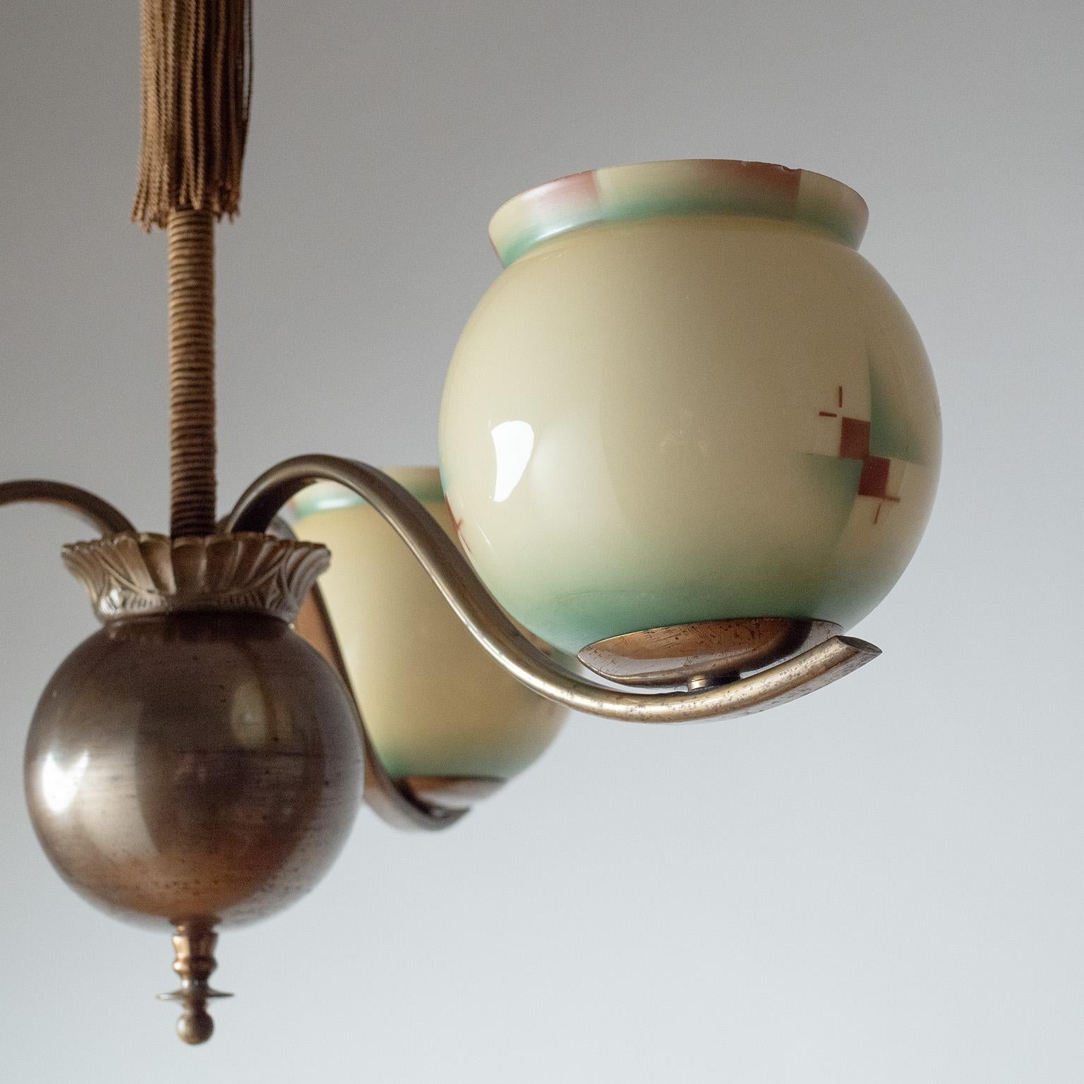 A.I.C. Lustre en verre émaillé Hallberg, années 1930 Bon état - En vente à Vienna, AT