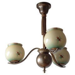 C.G. Hallberg Kronleuchter aus emailliertem Glas, 1930er Jahre