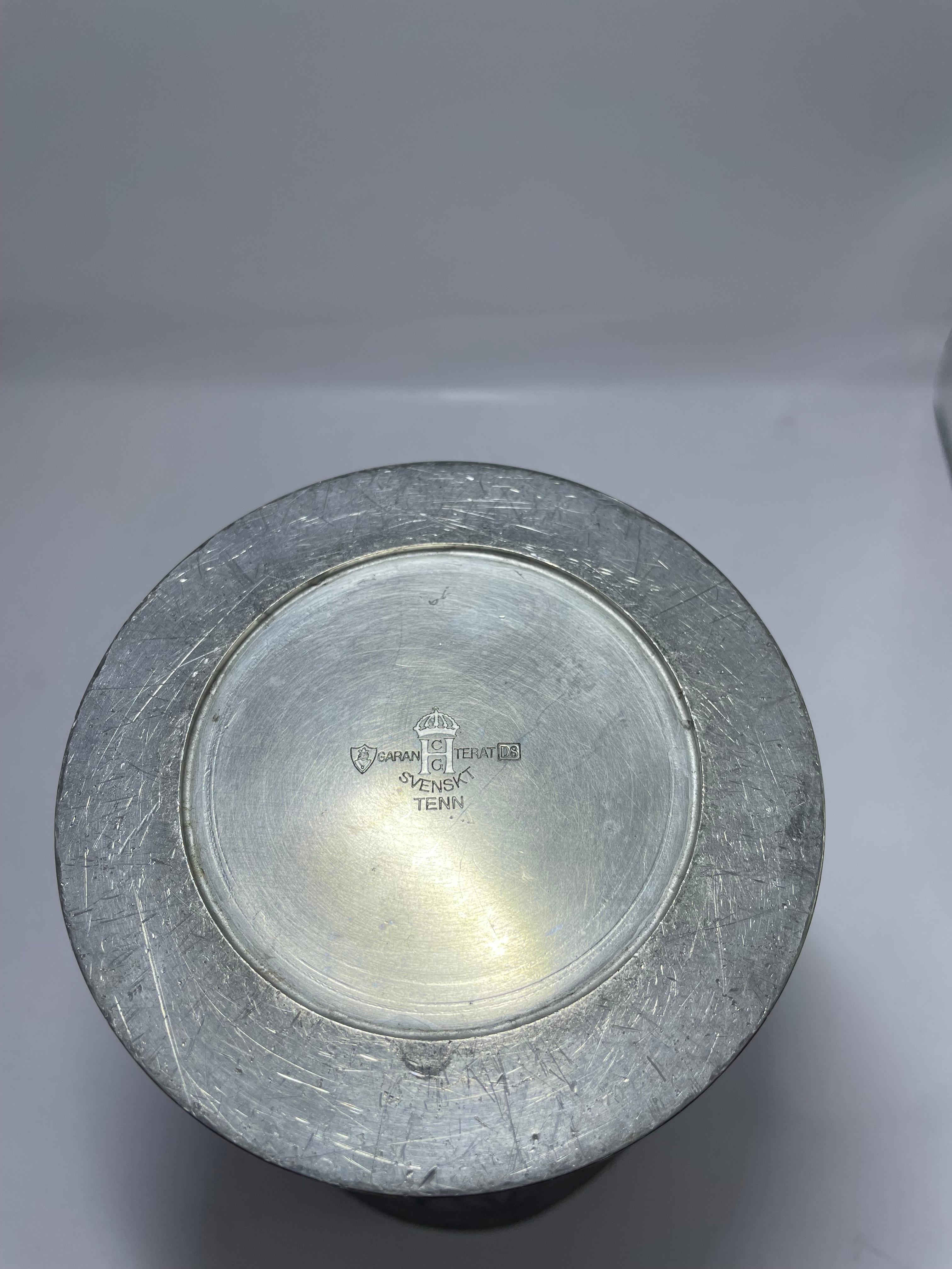 Metà XX secolo Vaso in peltro Art Déco di CG Hallberg, Svezia, anni '30 in vendita