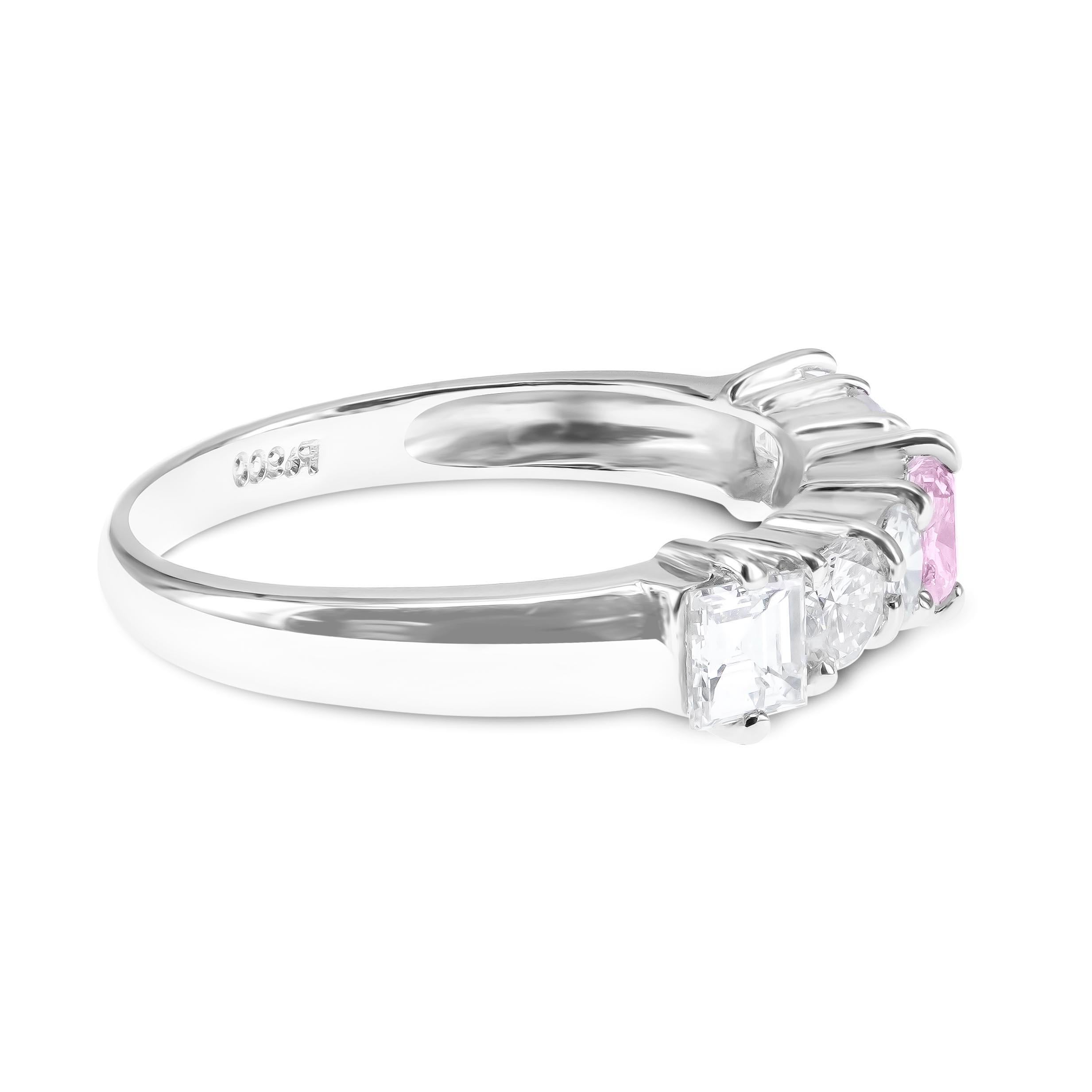 Art nouveau Bague solitaire PT 900 en diamant rose fantaisie naturel de 0,19 carat certifié CGL en vente