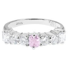 Bague solitaire PT 900 en diamant rose fantaisie naturel de 0,19 carat certifié CGL