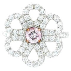 CGL Certified 0.34 Carat Very Light Pink I1 Clarity Diamond Ring