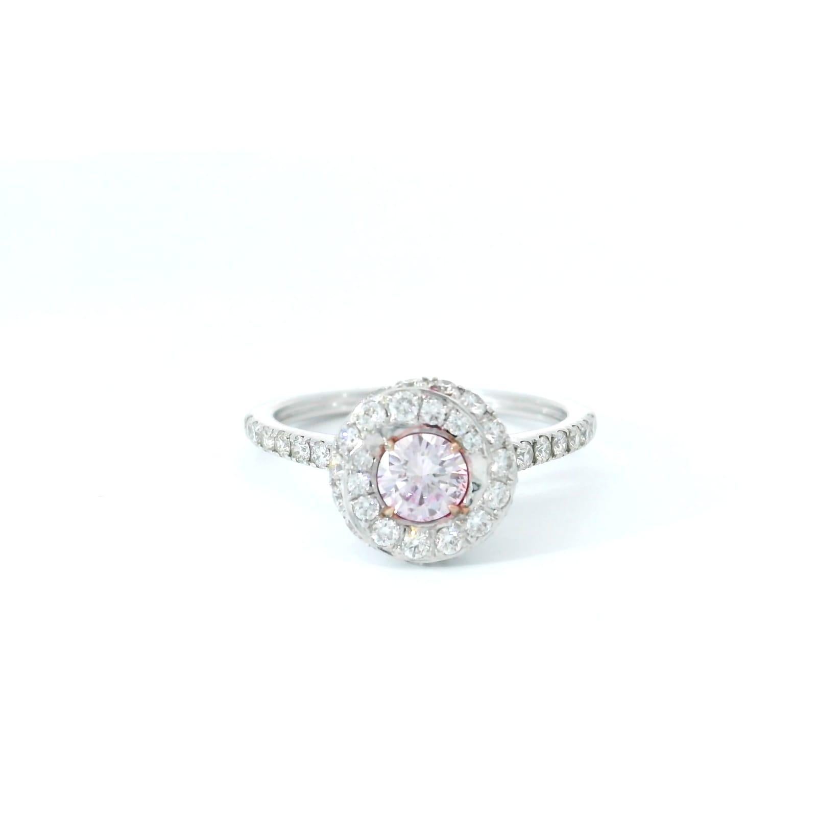 da uomo o donna Anello con diamante certificato CGL da 037 carati di colore rosa violaceo molto chiaro con purezza I1 in vendita