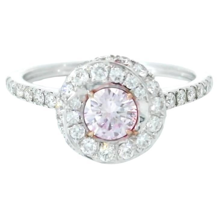 CGL Certified 037 Carat Very Light Purplish Pink I1 Clarity Diamond Ring