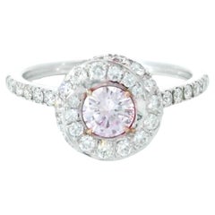 CGL Certified 037 Carat Very Light Purplish Pink I1 Clarity Diamond Ring