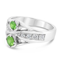 CGL Certified 0.40 Carat Russian Demantoid Garnet Round Rare Diamond PT 900 Ring