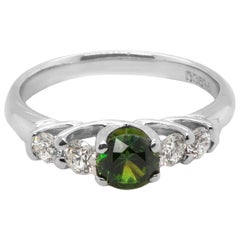 CGL Certified 0.54 Carat Russian Demantoid Garnet Diamond Platinum PT900 Ring