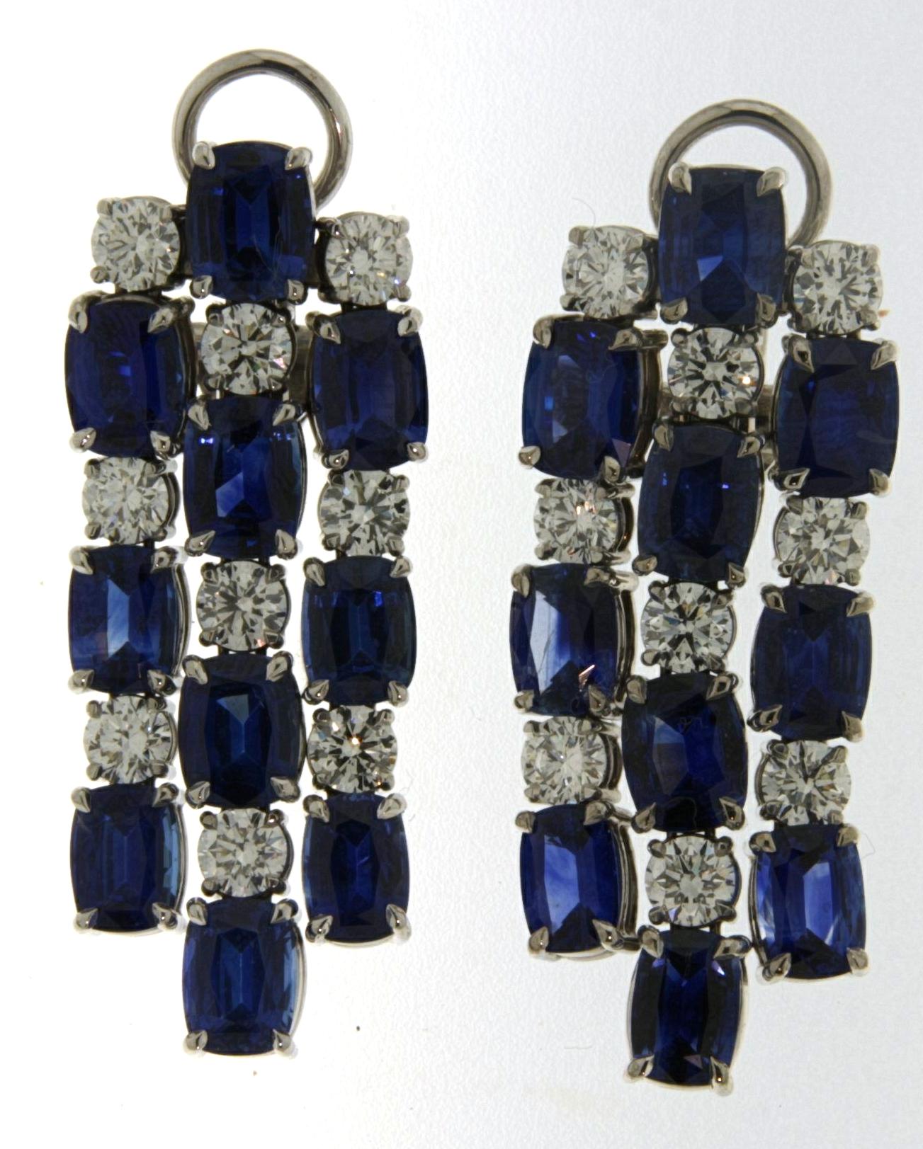 18kt White Gold Bracelet Set Necklace Earring Sapphire Diamonds  CGL Certified For Sale 9