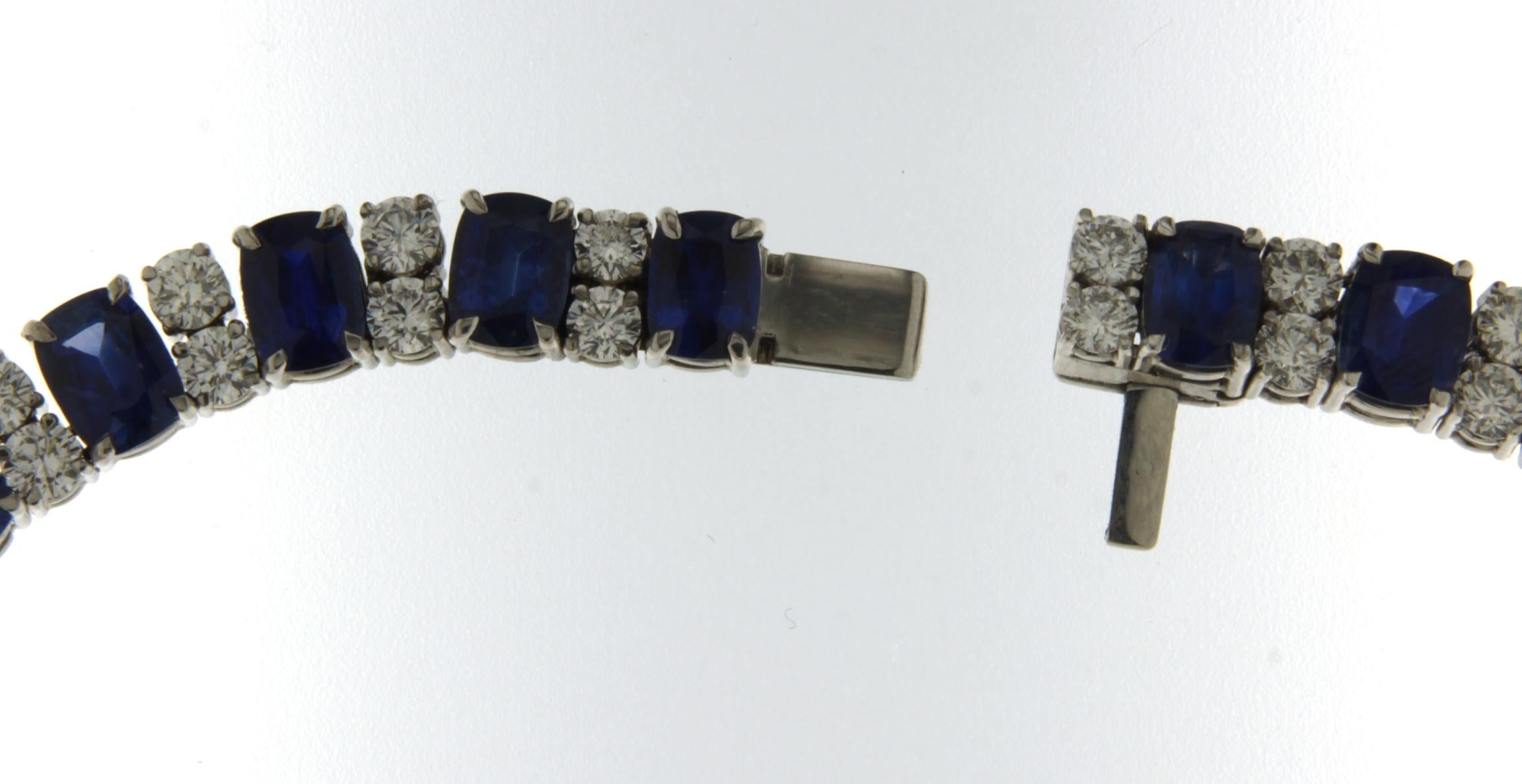 18kt White Gold Bracelet Set Necklace Earring Sapphire Diamonds  CGL Certified For Sale 3