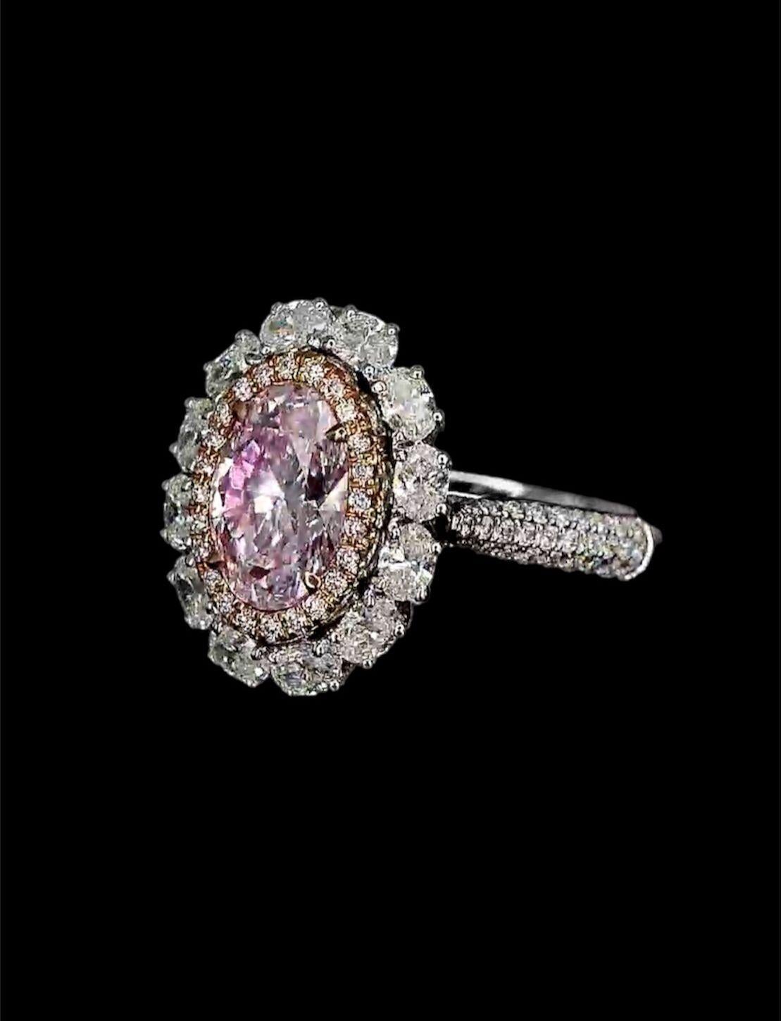 CGL Certified 1.90 Carat Faint Pink Diamond Ring & Pendant Convertible  For Sale 6